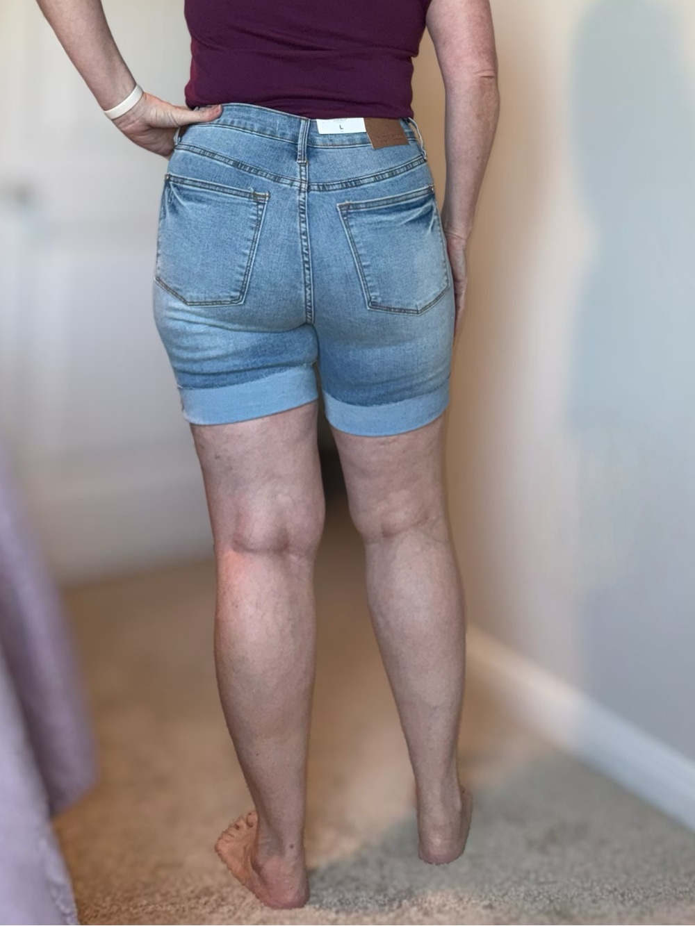 Judy Blue Light Wash High-Rise Rolled Hem Denim Shorts - Picture 2 of 13